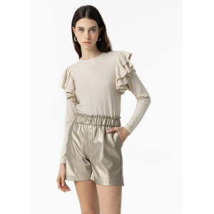 Maglia donna manica lunga con volant spalle sandy_1 beige