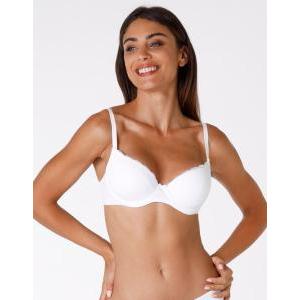 Reggiseno sensual touch  ferretto balconette imbottito l4142 bianco coppa c