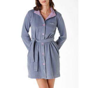 Vestaglia donna aperta pile polar bottoni+ cinta grigio