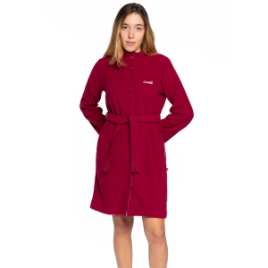 Vestaglia donna pile polar bottoni+cinta bordeaux