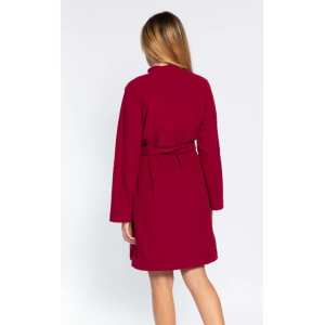 Vestaglia donna pile polar bottoni+cinta bordeaux