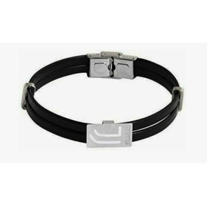 Bracciale juventus doppia striscia pelle + piastrina jj