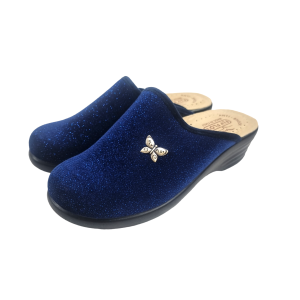 Pantofole da donna  in lurex blu