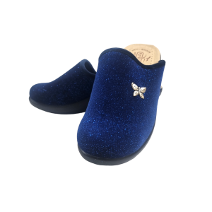 Pantofole da donna  in lurex blu