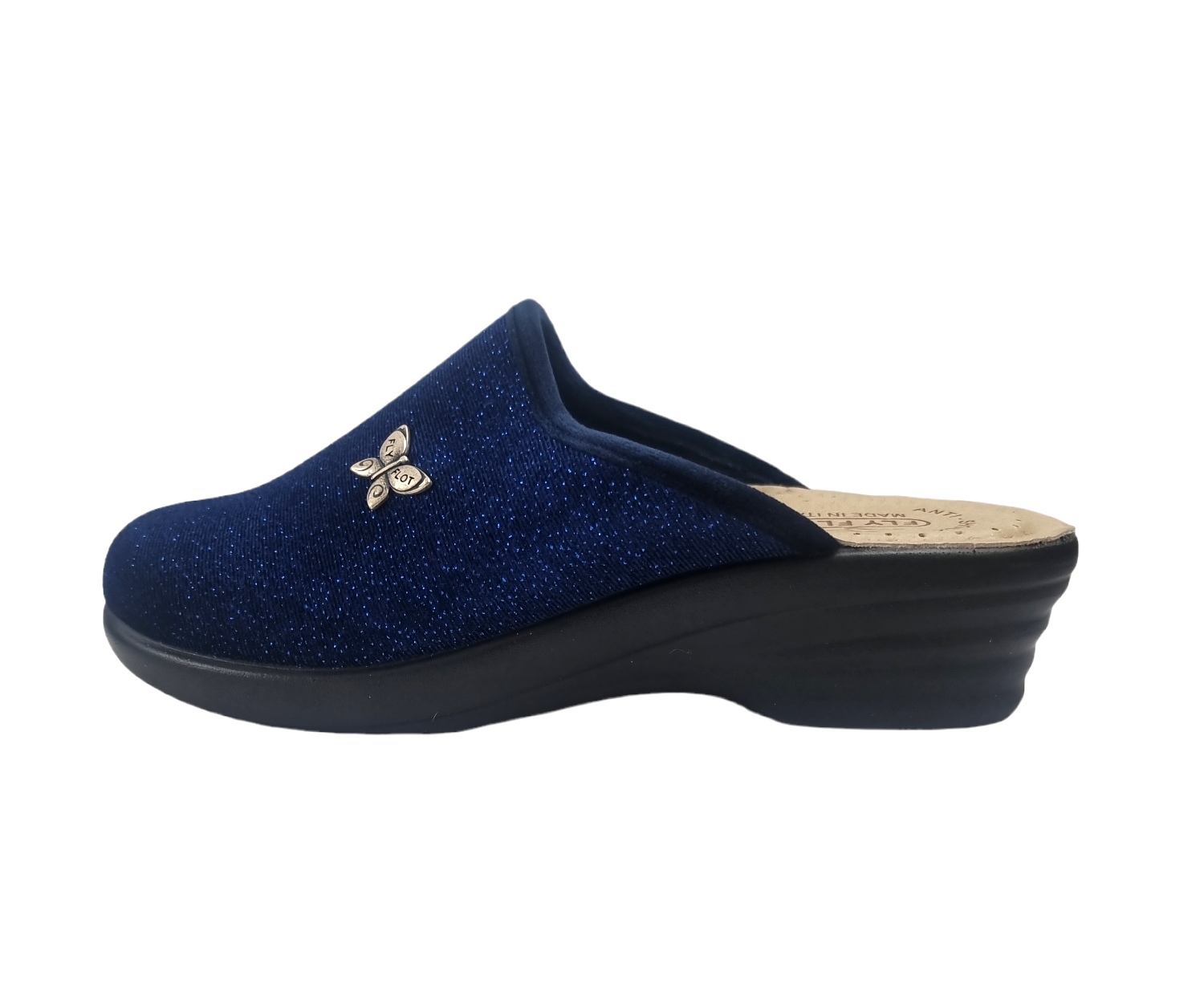 Pantofole da donna Fly Flot in lurex blu