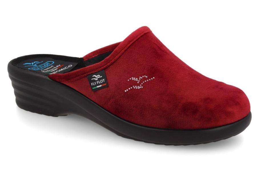 Pantofole donna Fly Flot in velluto rosso 