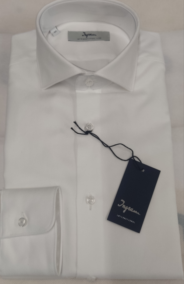 ingram camicia giro inglese collo francese slim  bianco