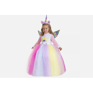 Abito carnevale unicorno arcobaleno bambina