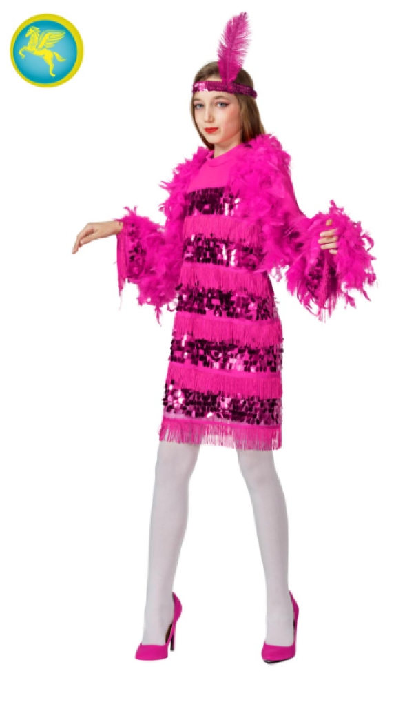 Costume carnevale Charleston fucsia da bambina