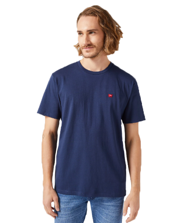 T-shirt Wrangler uomo basica logo mini cucito lato cuore blu