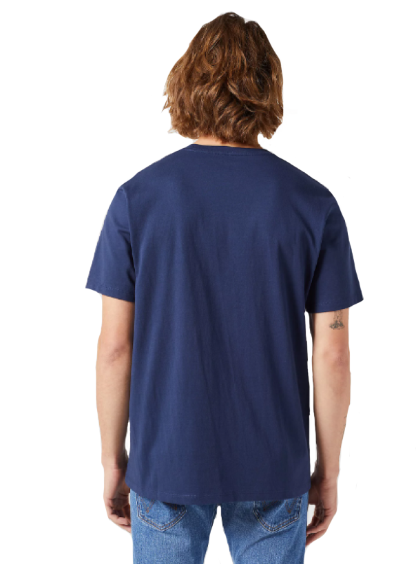 T-shirt Wrangler uomo basica logo mini cucito lato cuore blu