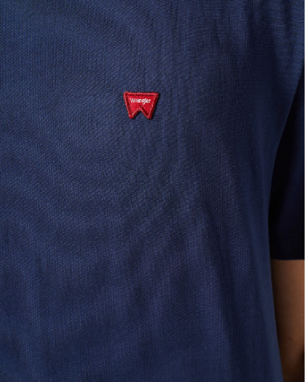 T-shirt Wrangler uomo basica logo mini cucito lato cuore blu