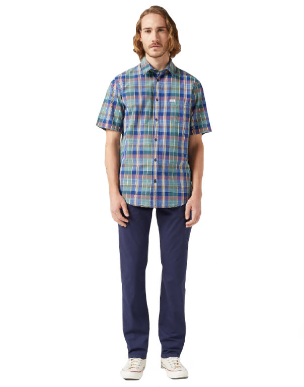 Camicia Wrangler madras mezza manica Blu