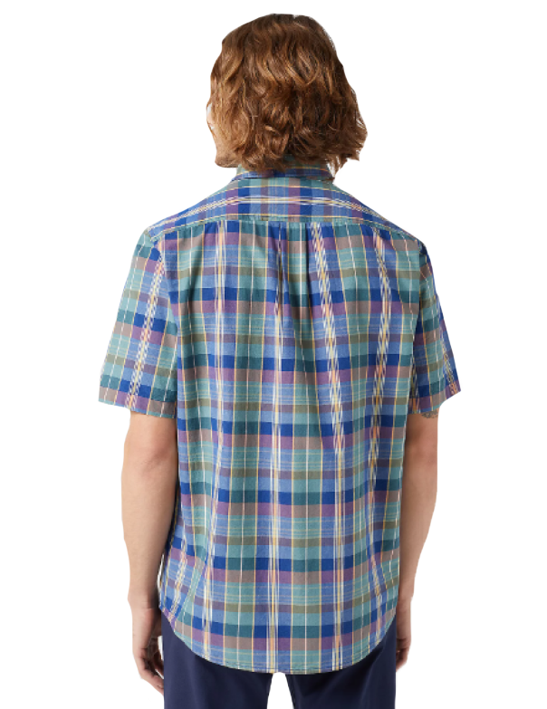 Camicia Wrangler madras mezza manica Blu