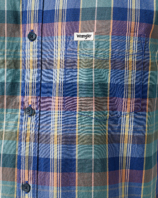 Camicia Wrangler madras mezza manica Blu