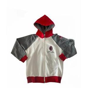 Felpa neonato con zip e logo compatibile con milan bianco