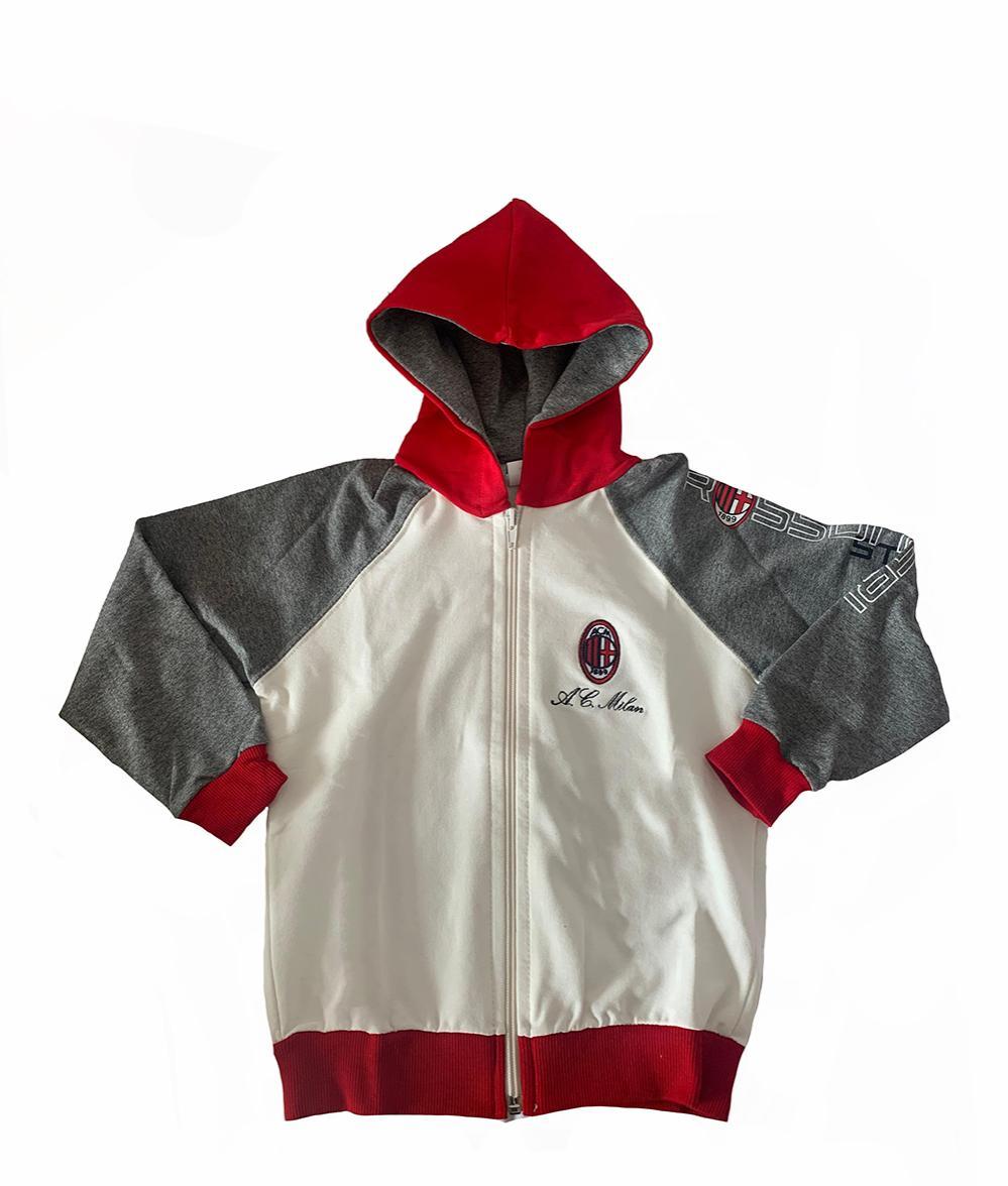 Felpa neonato con zip e logo compatibile con Milan bianco