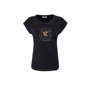 T-shirt  donna girocollo ricamo petto nero