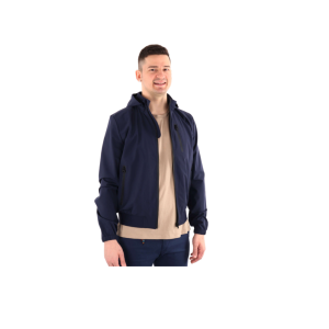 Giubbino  full zip blu con cappuccio