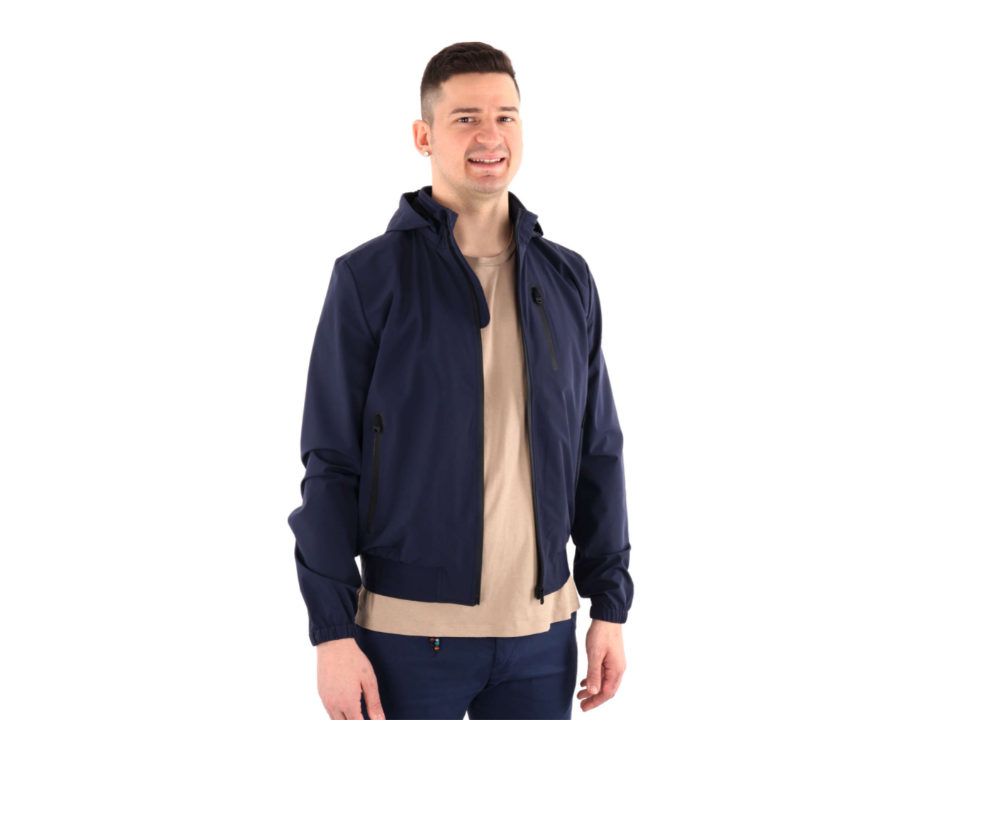 Giubbino Yes Zee full zip blu con cappuccio