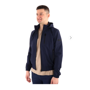 Giubbino  full zip blu con cappuccio