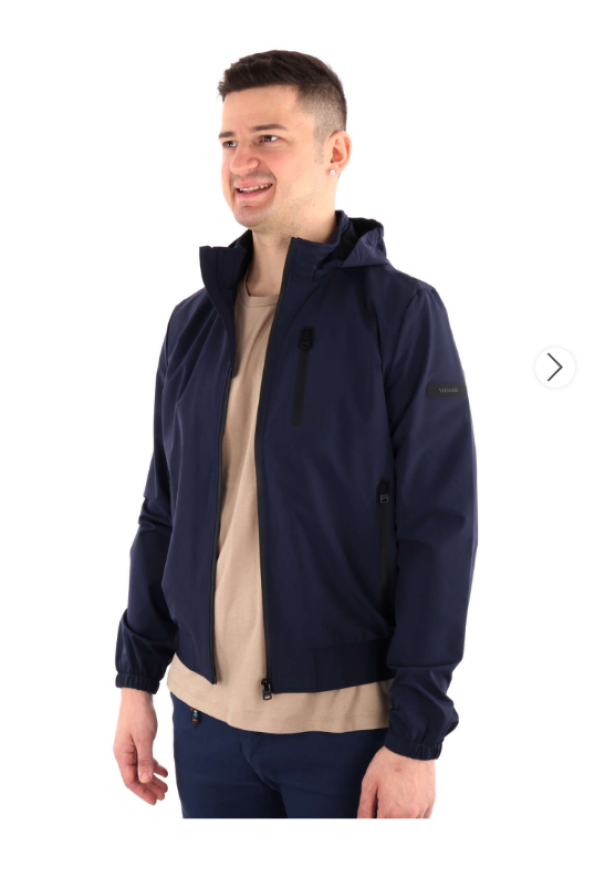 Giubbino Yes Zee full zip blu con cappuccio