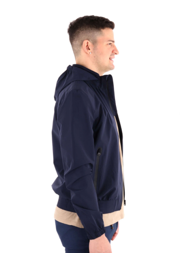 Giubbino Yes Zee full zip blu con cappuccio