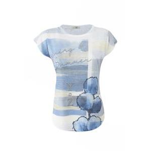 T-shirt  donna stampa fiori celeste