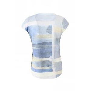 T-shirt  donna stampa fiori celeste