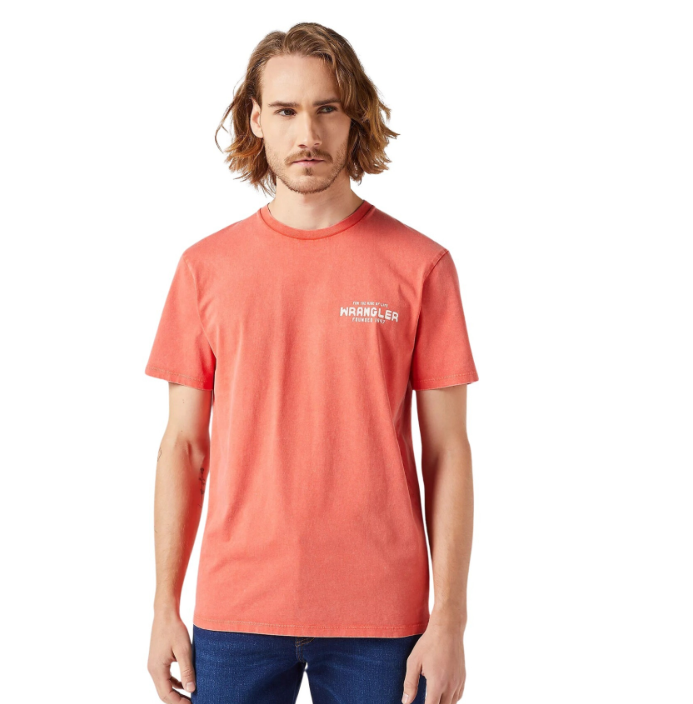 T-shirt da uomo in cotone Wrangler arancio