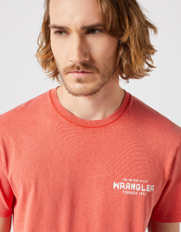 T-shirt da uomo in cotone Wrangler arancio