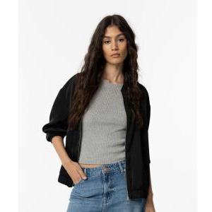 Giubbetto donna bomber raso estivo pula nero