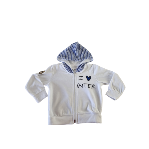 Felpa baby in ciniglia con zip compatibile con inter bianco