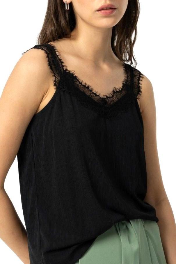 Top donna con merletto nero Tiffosi