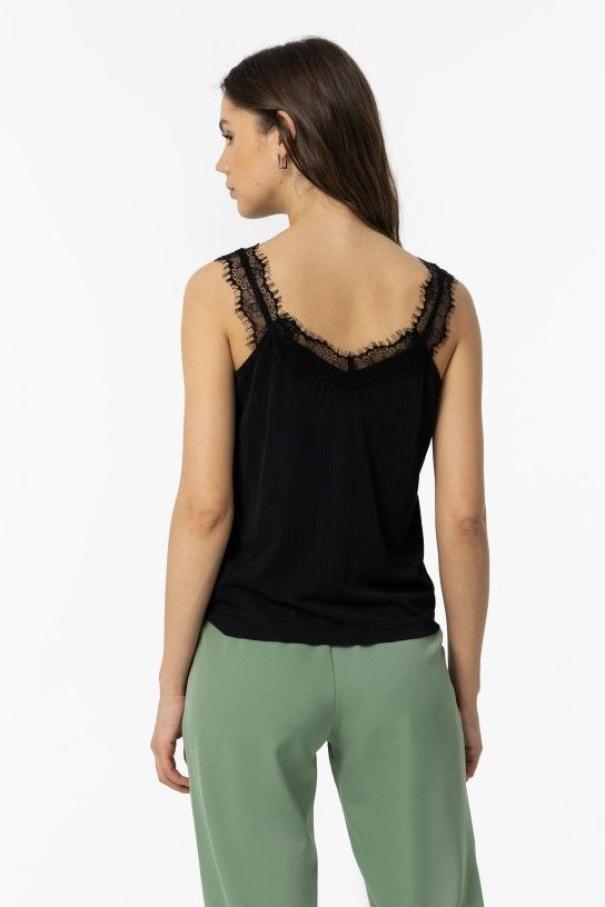 Top donna con merletto nero Tiffosi