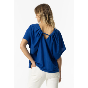 T-shirt donna con scollo posteriore  blu