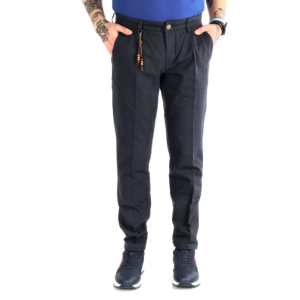 Pantalone pinces slim cotone  blu