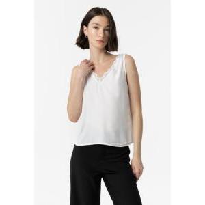 Top bianco da donna con merletto