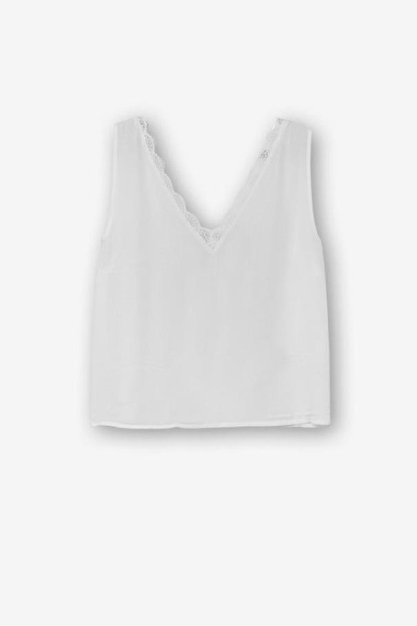 Top bianco da donna con merletto Tiffosi