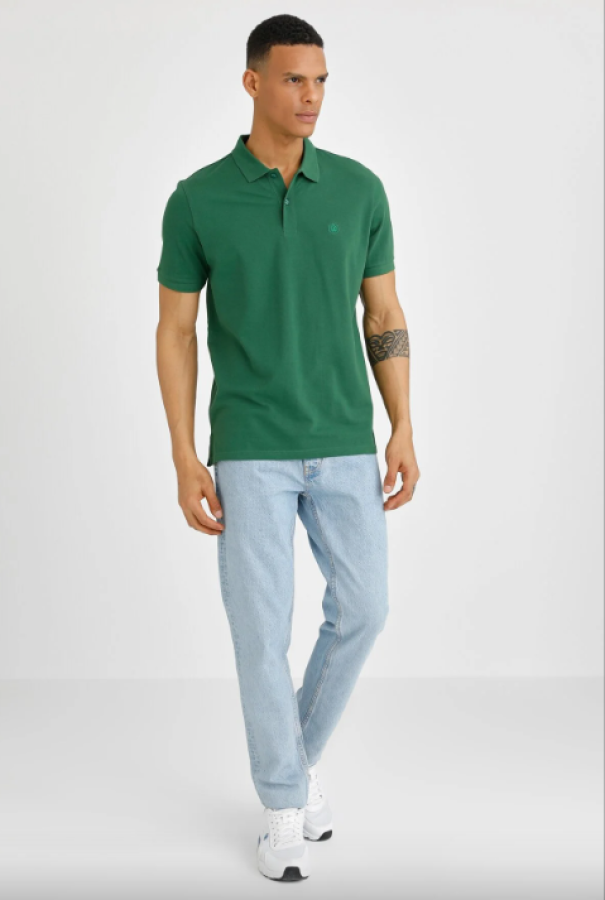 Polo da uomo in cotone Lumberjack verde