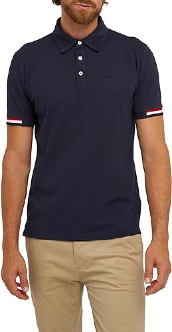 Polo da uomo in cotone Geox blu scuro