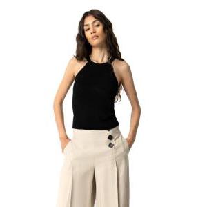 Top a costine donna nero