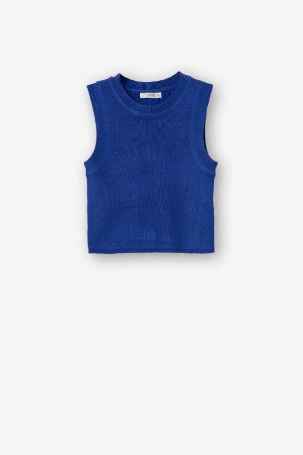 Top crop a costine da donna Tiffosi blu