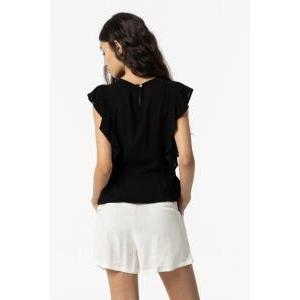 Blusa nera da donna con volant