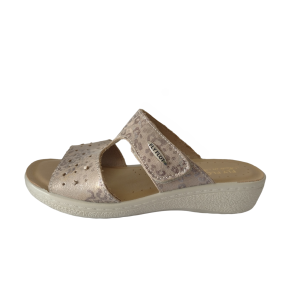 Ciabatta  donna doppia fascia a strappo beige