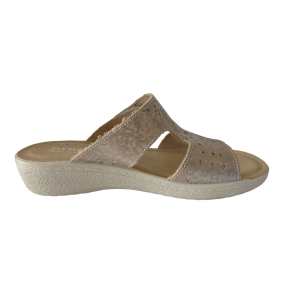 Ciabatta  donna doppia fascia a strappo beige