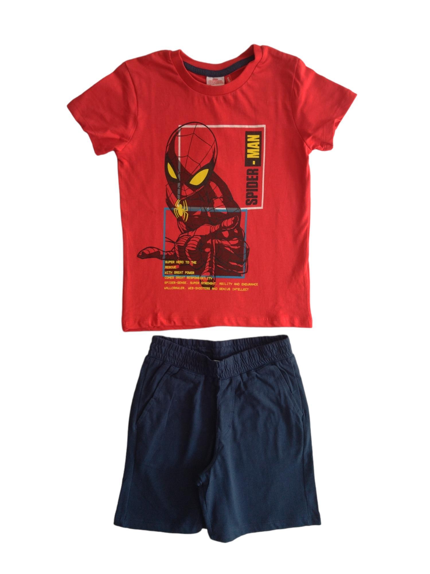 Completo estivo bambino cotone Spider-Man Rosso