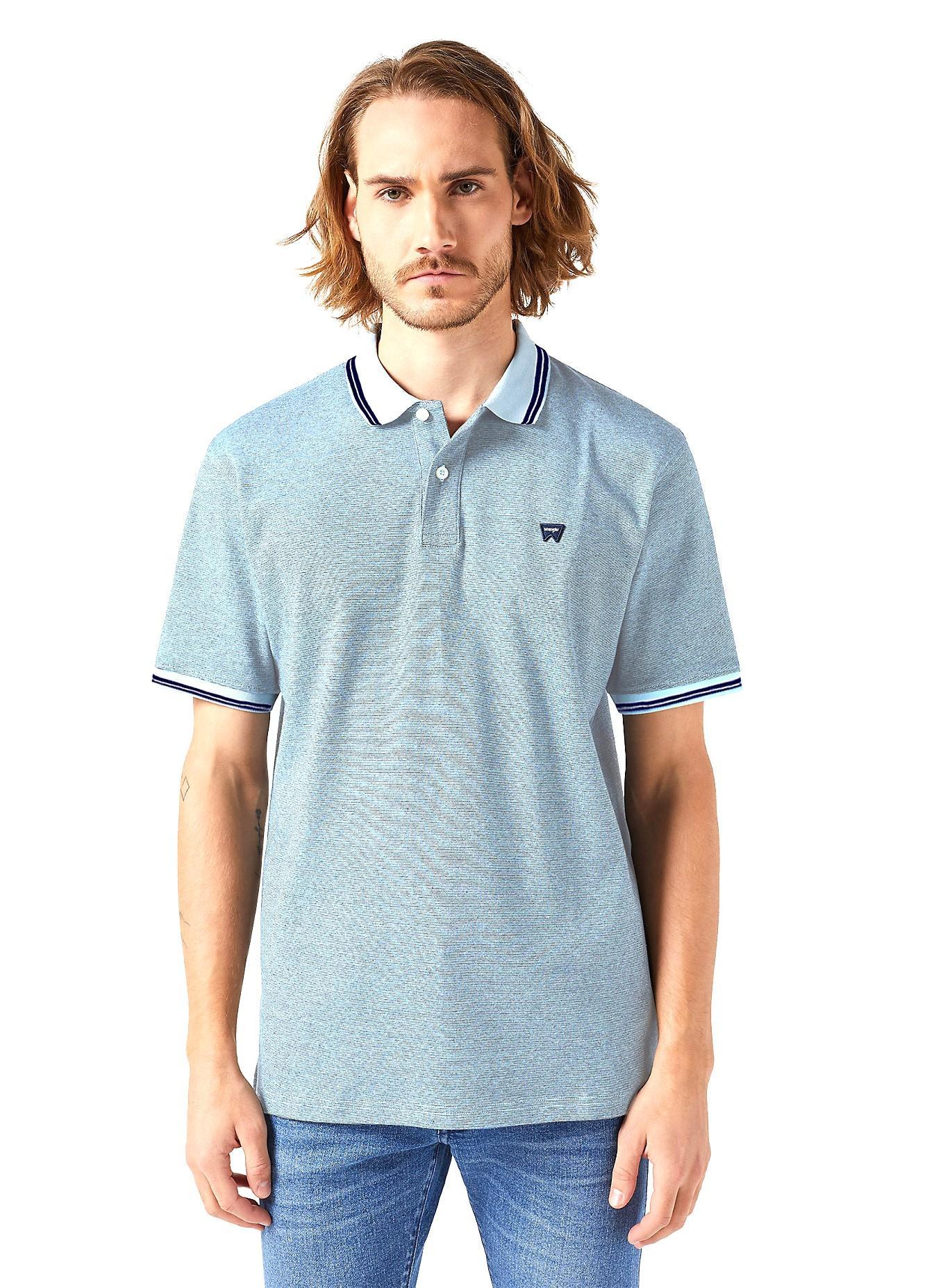 Polo da uomo in cotone Wrangler celeste