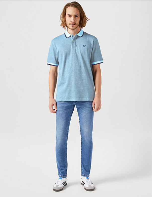 Polo da uomo in cotone Wrangler celeste