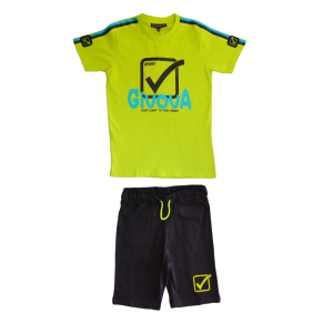 Completo sportivo bambino estivo  verde fluo